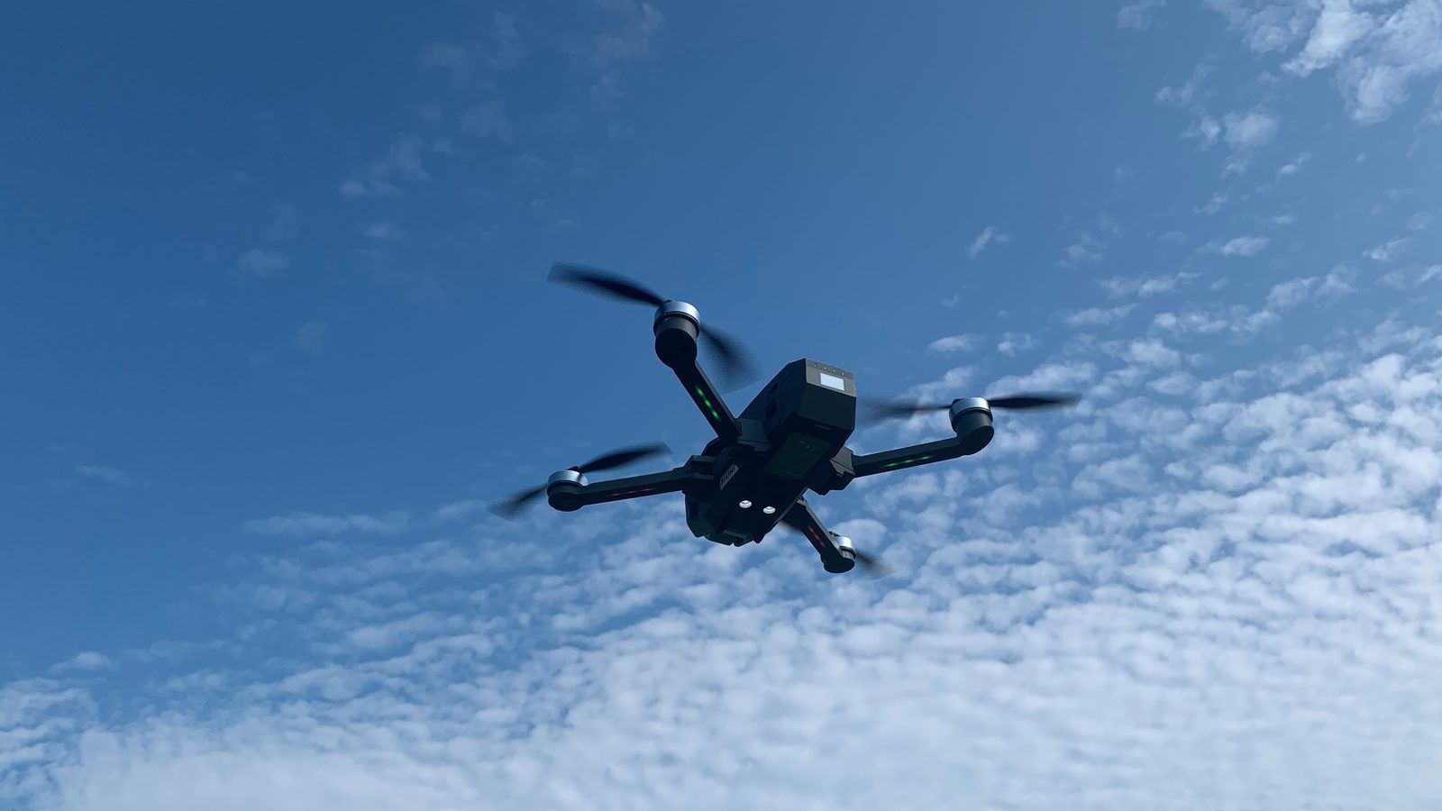 Drone practice flight in open space